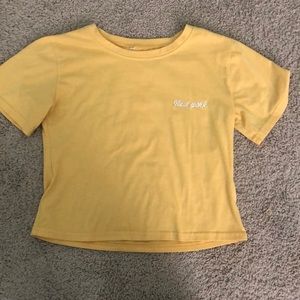 Yellow cropped shirt